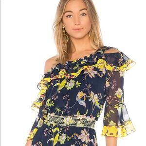 TANYA TAYLOR Ruffle Floral Top